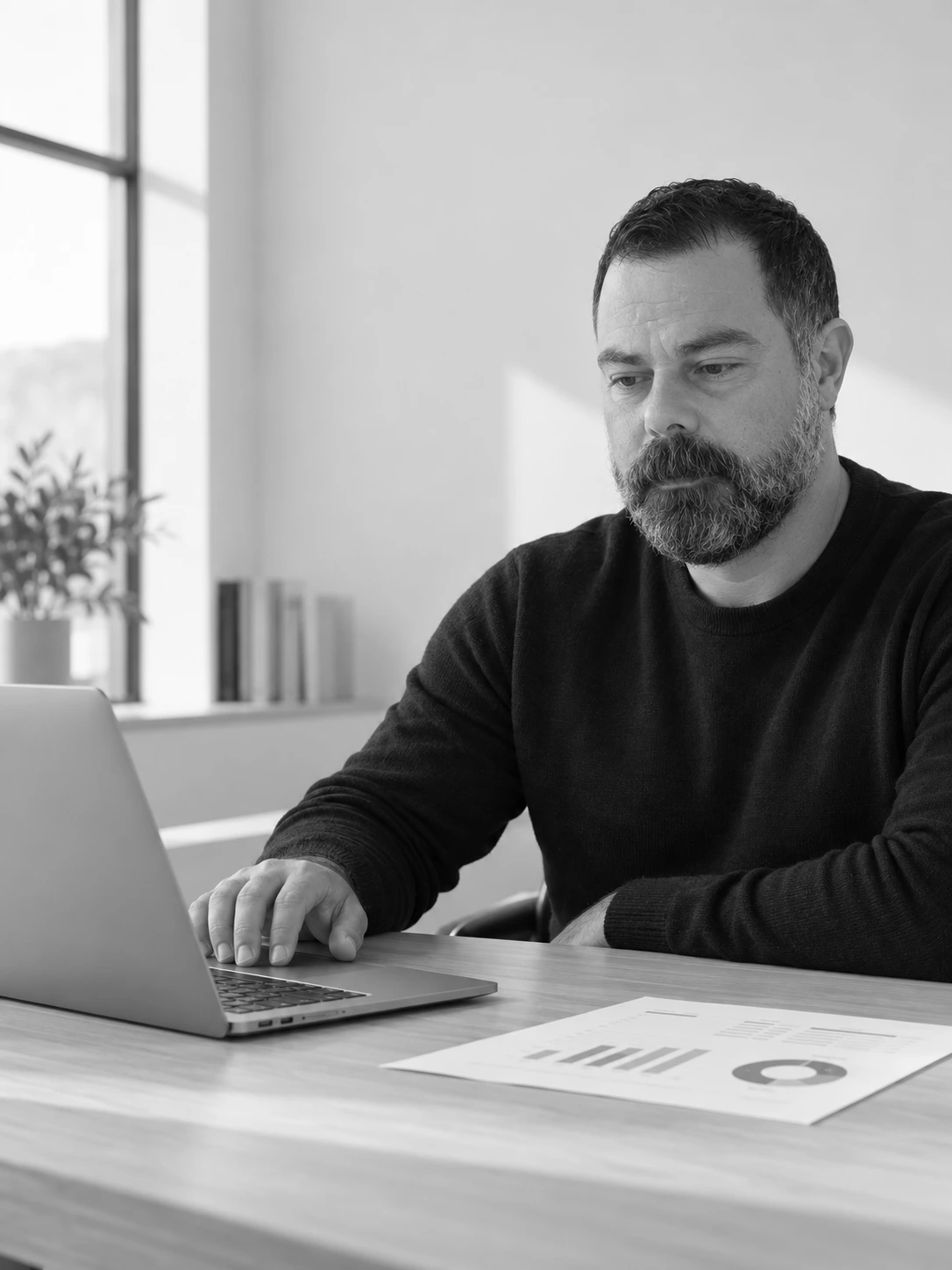 Simone Serra al lavoro sull’analisi di un sito web