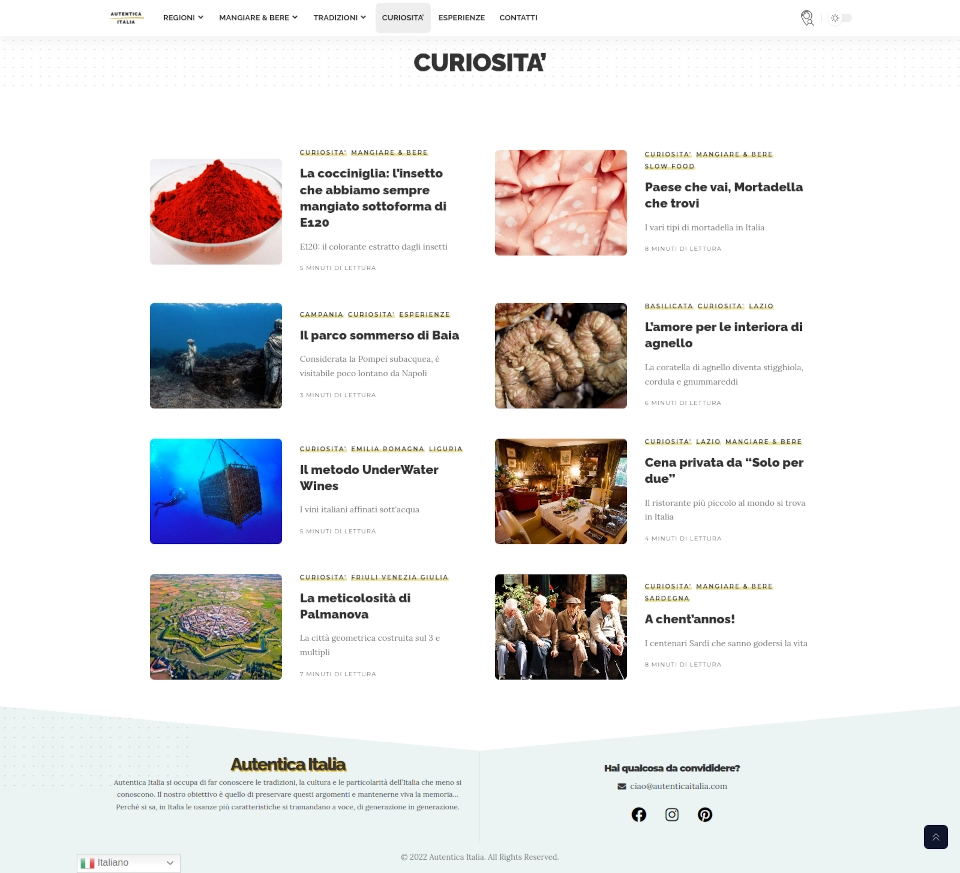 Design e identità visiva del progetto — Autentica Italia, sito realizzato da Simone Serra
