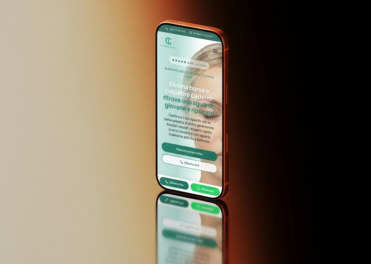 Pagina del progetto Clinica Luce, esempio di contenuto di destinazione per una campagna