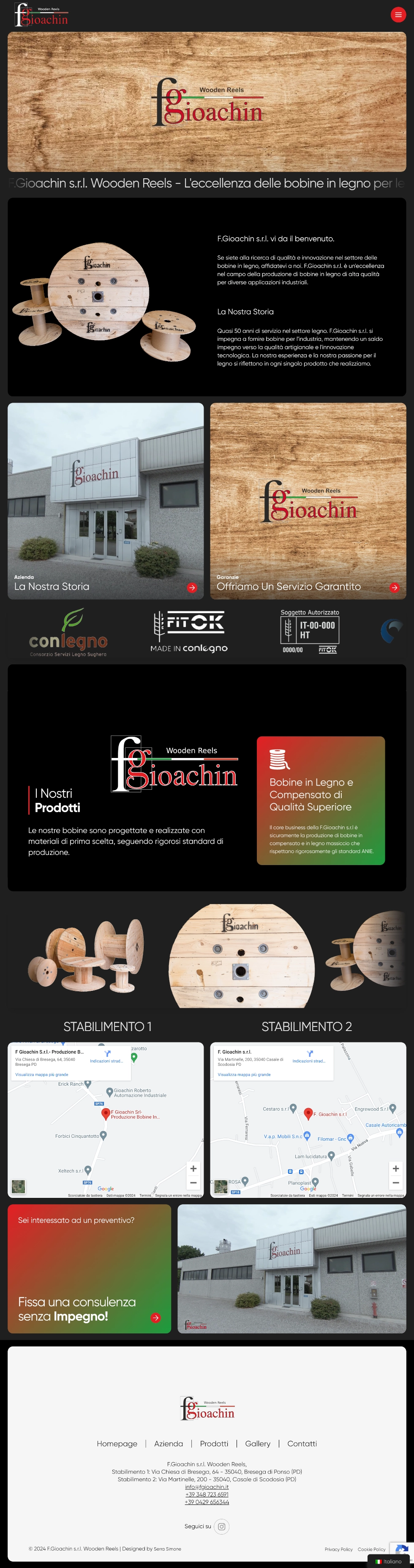 Sito per azienda industriale — F. Gioachin S.R.L., sito realizzato da Simone Serra