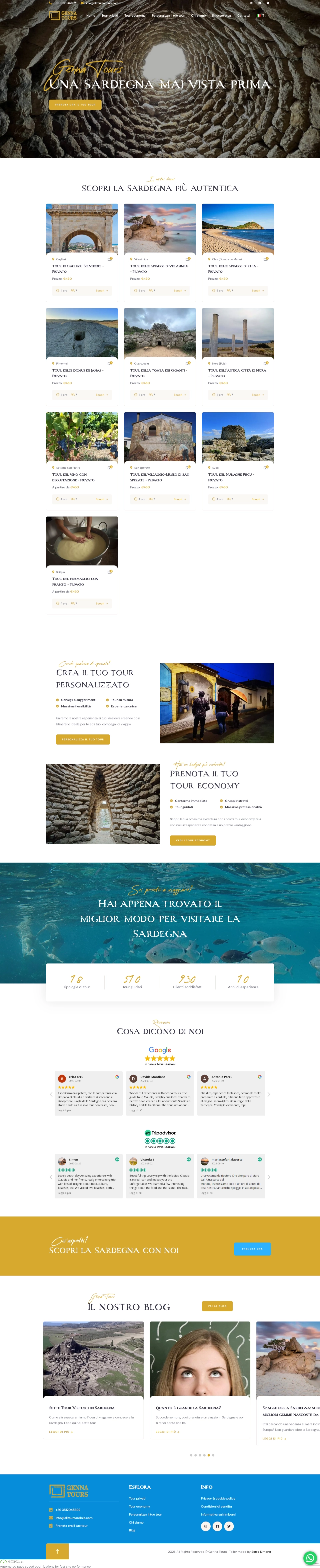 Sito per operatore di tour in Sardegna — Claudi Pirina, sito realizzato da Simone Serra
