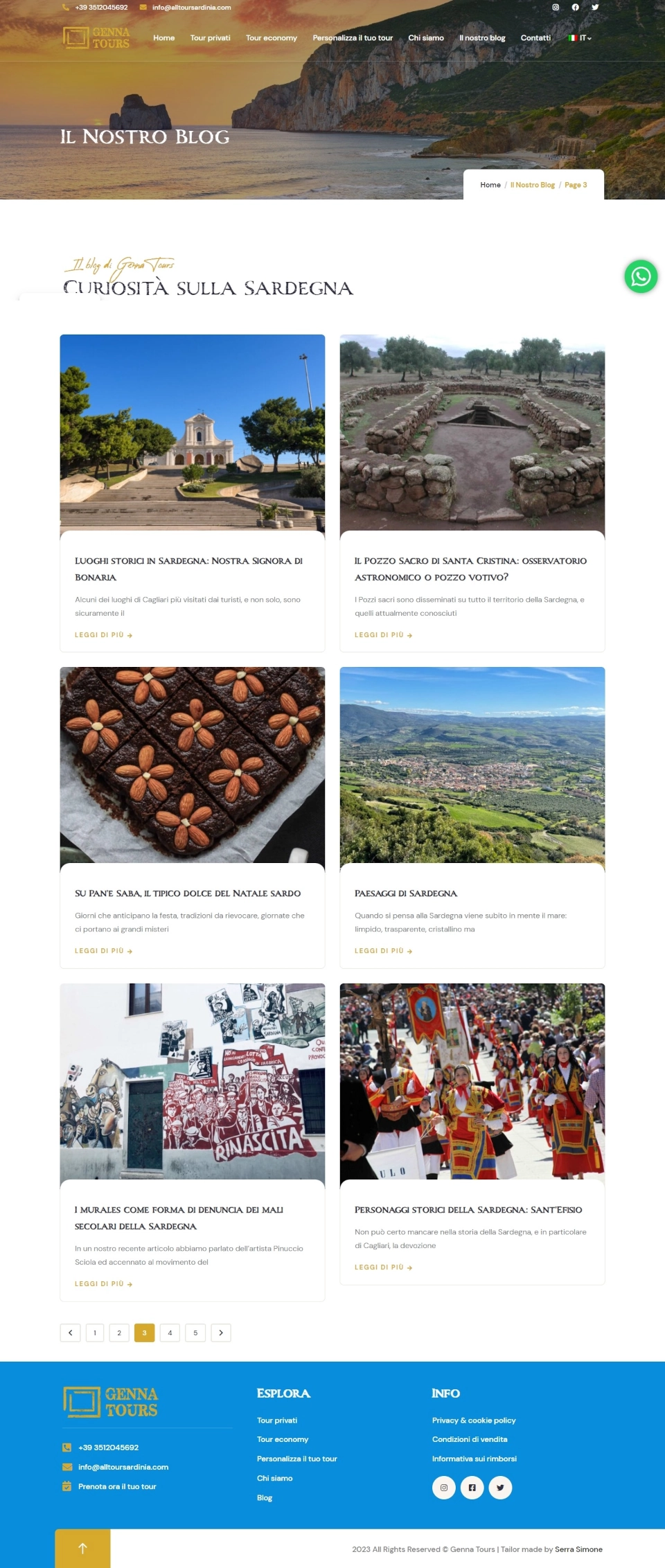 Contenuti che guidano verso la prenotazione online — Claudi Pirina, sito realizzato da Simone Serra