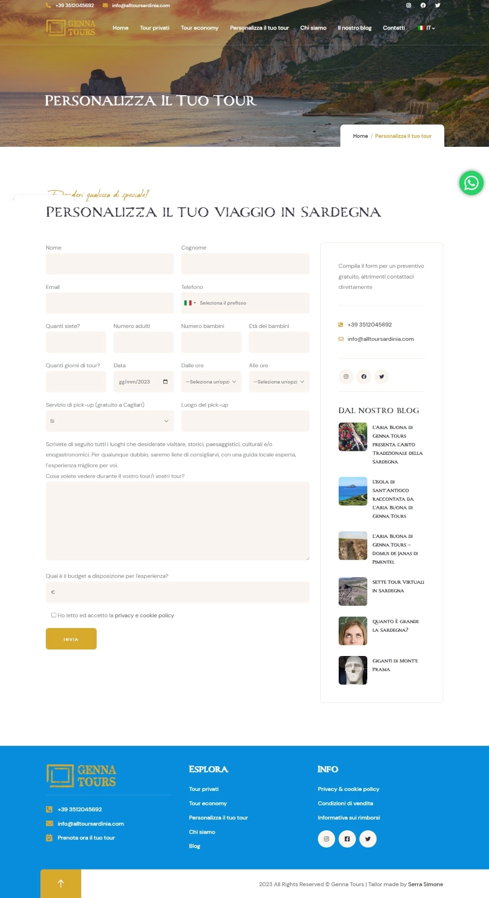 Layout responsive e versione mobile — Claudi Pirina, sito realizzato da Simone Serra