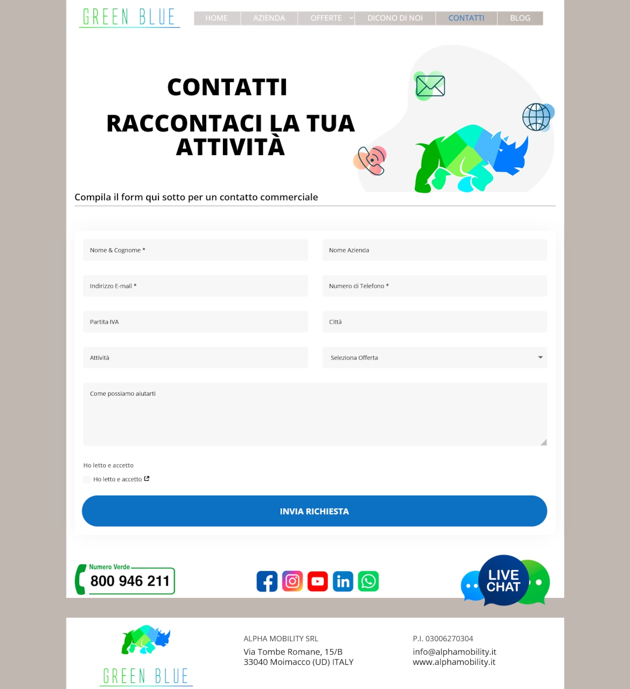 Layout responsive e versione mobile — Green Blue, sito realizzato da Simone Serra