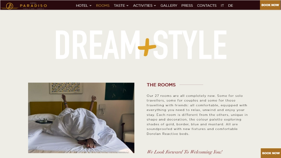 Layout responsive e versione mobile — Hotel Paradiso, sito realizzato da Simone Serra