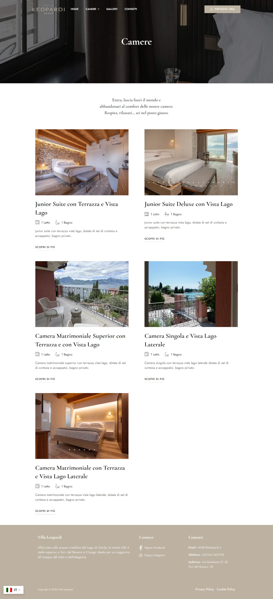 Sito per hotel sul Lago di Garda — Hotel Villa Leopardi, sito realizzato da Simone Serra