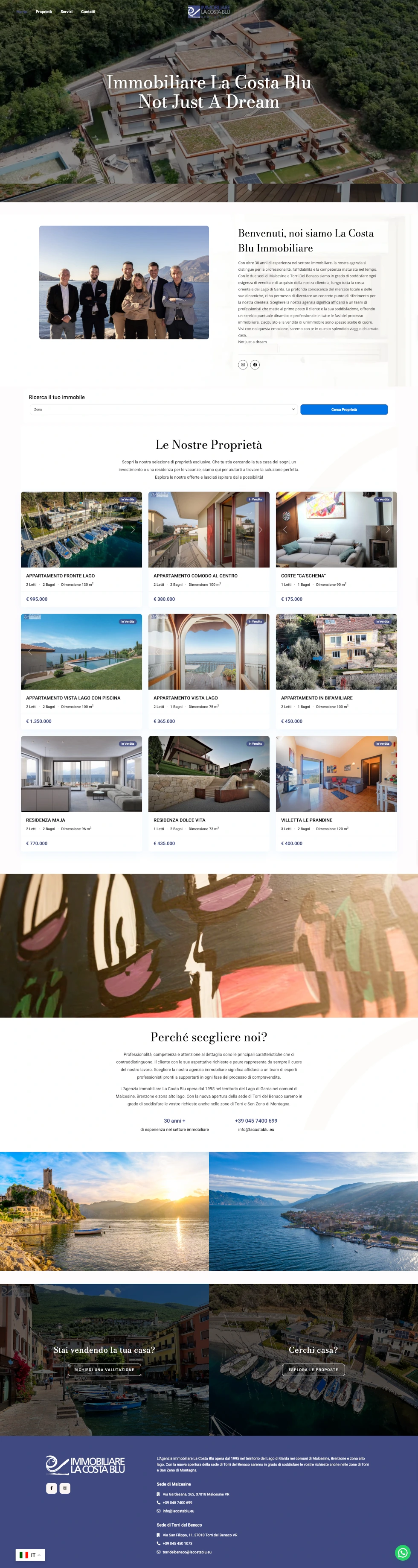 Sito per agenzia immobiliare sul Lago di Garda — Immobiliare la costa blu, sito realizzato da Simone Serra