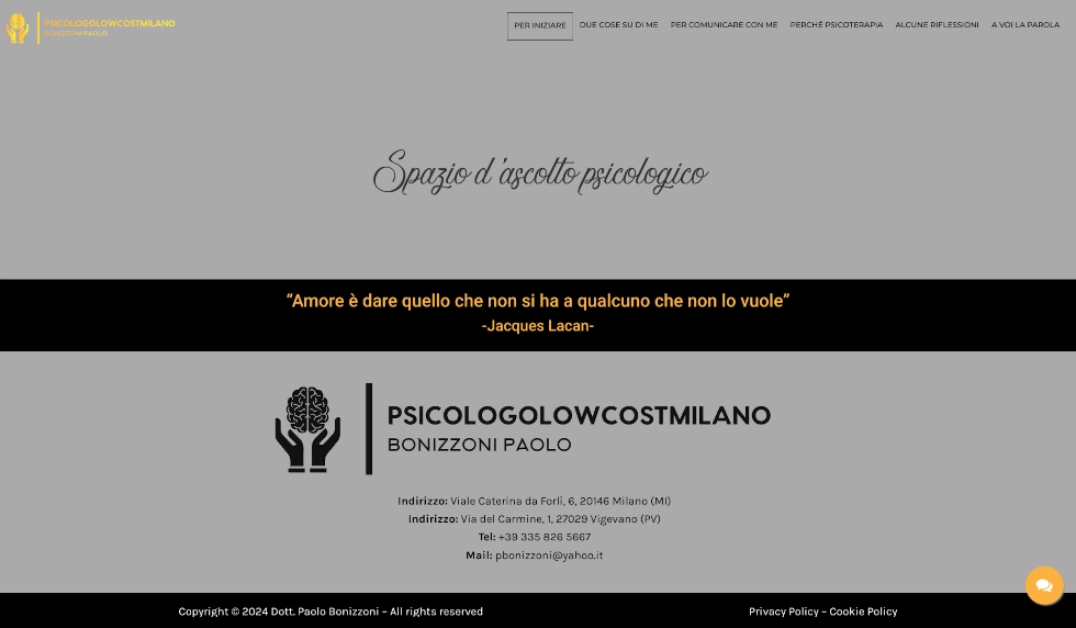 Sito per psicologo a Milano — Dott. Paolo Bonizzoni, sito realizzato da Simone Serra