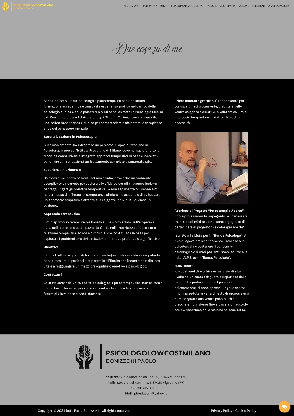 Design e identità visiva del progetto — Dott. Paolo Bonizzoni, sito realizzato da Simone Serra