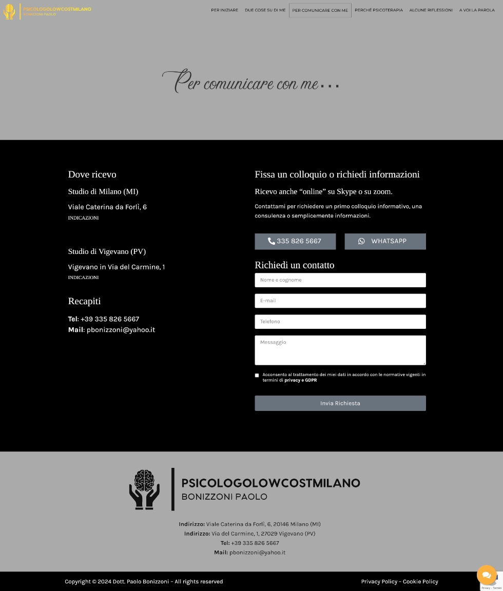 Layout responsive e versione mobile — Dott. Paolo Bonizzoni, sito realizzato da Simone Serra