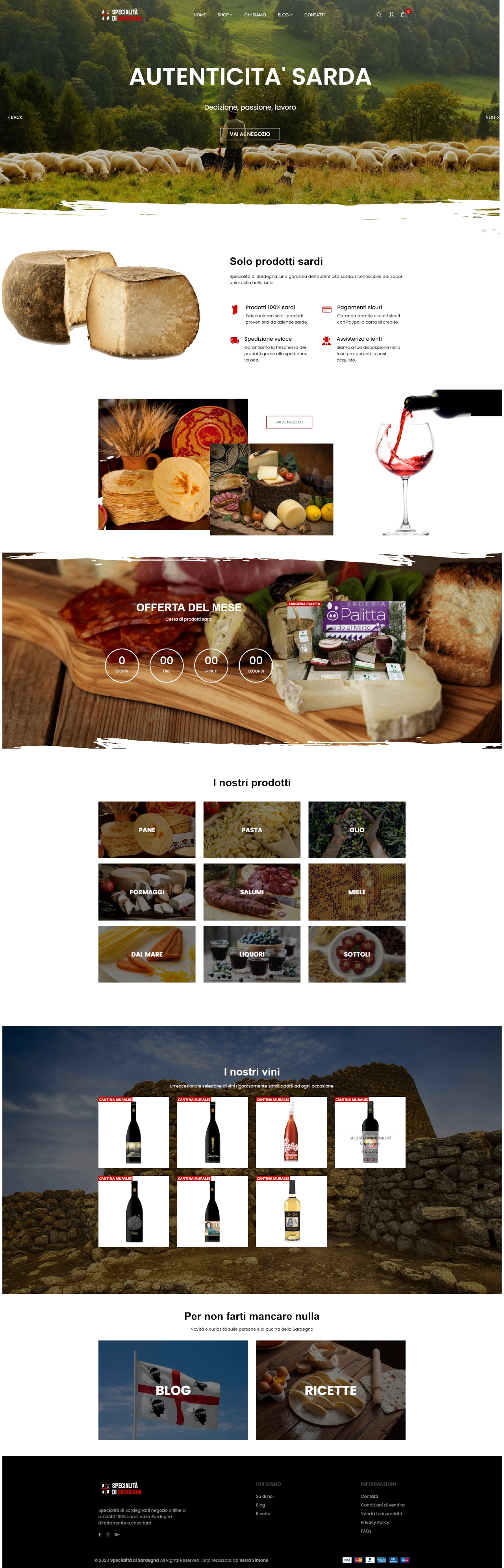 Sito per shop di prodotti tipici sardi — Specialità di Sardegna, sito realizzato da Simone Serra