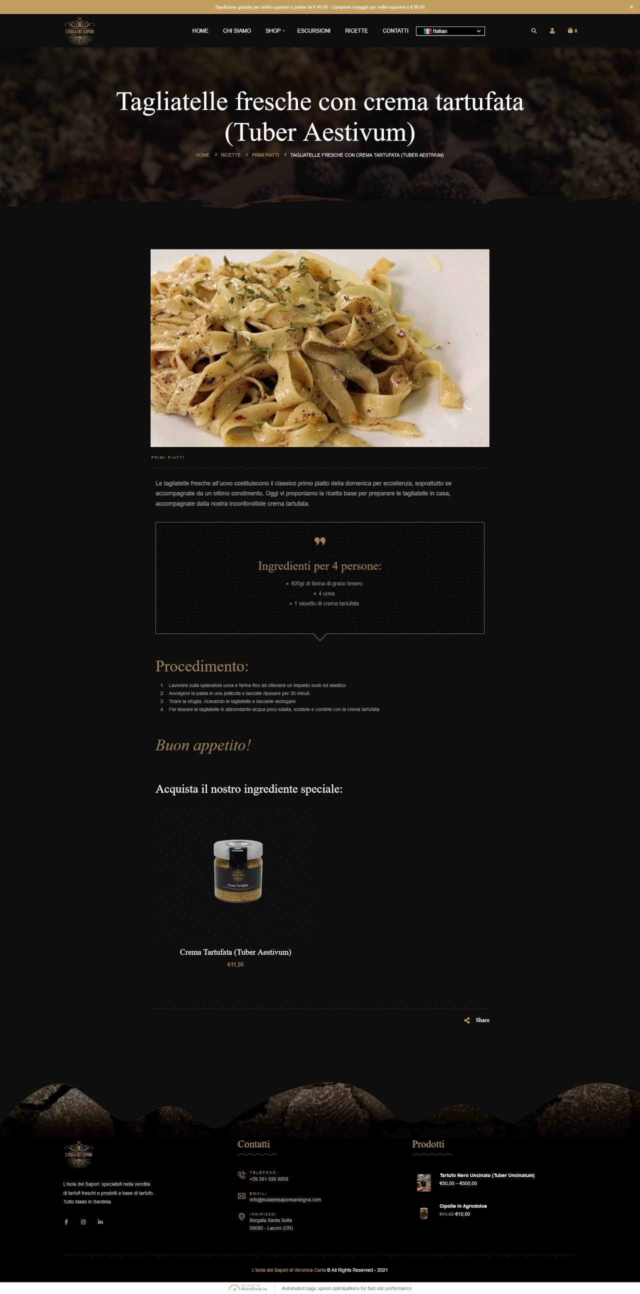 Ottimizzazione SEO e velocità di caricamento — Isola dei Sapori Sardegna, sito realizzato da Simone Serra