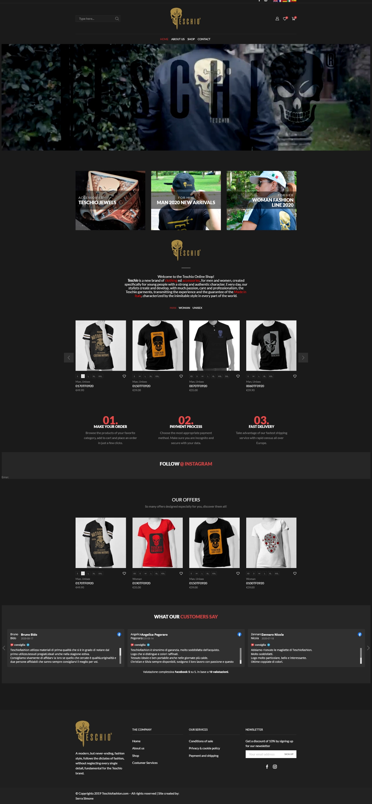 Sito per brand di abbigliamento Made in Italy — Teschio, sito realizzato da Simone Serra