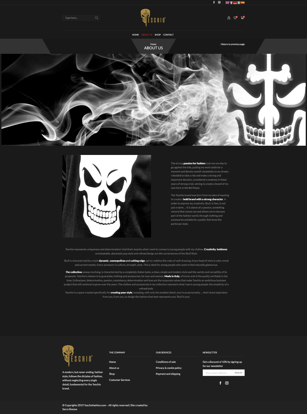 Design e identità visiva del progetto — Teschio, sito realizzato da Simone Serra