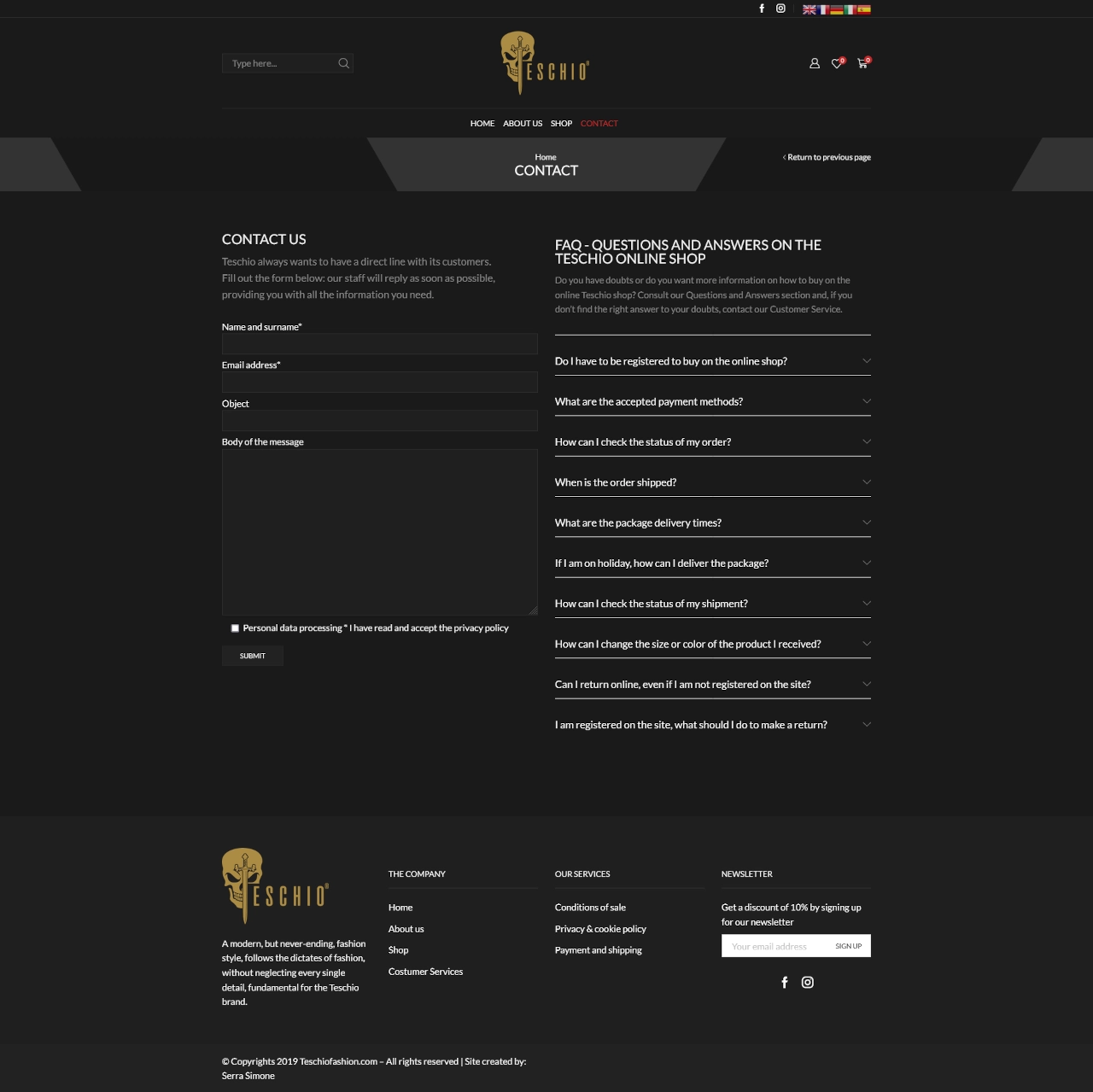 Layout responsive e versione mobile — Teschio, sito realizzato da Simone Serra
